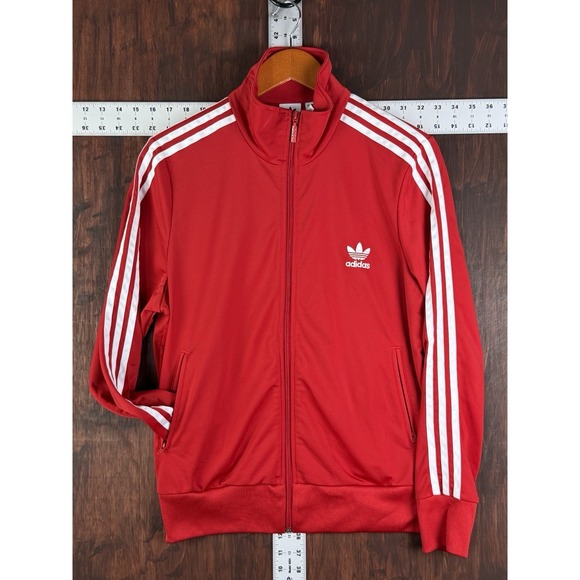 Adidas Originals Firebird Track Jacket Full Zip 3 Stripe Sleeves Red Womens XL - Picture 1 of 8